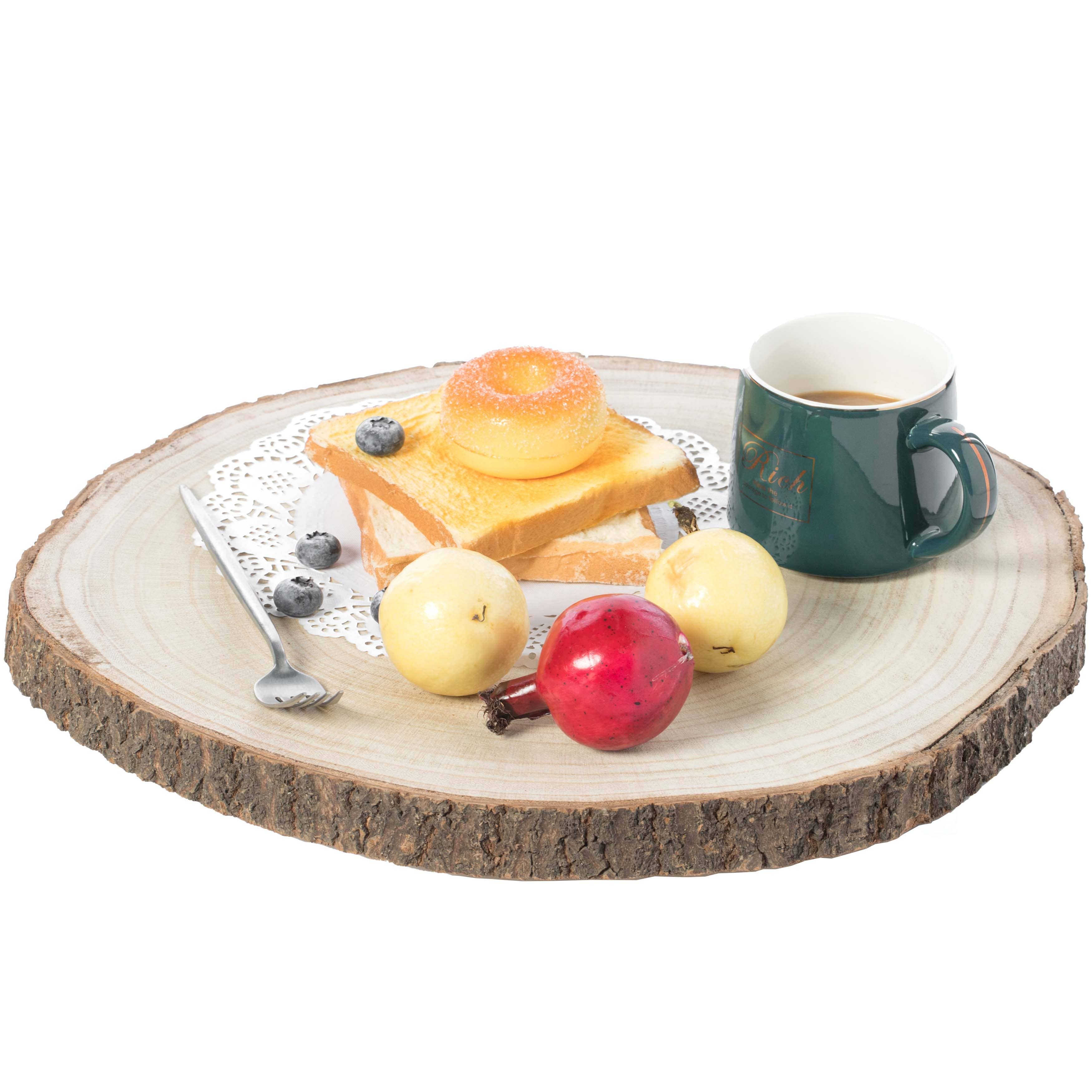 Quickway Imports - Wholesale Decorative Tray - Natural Wood Slabs Rustic Ornament Slice Tray Table Charger20