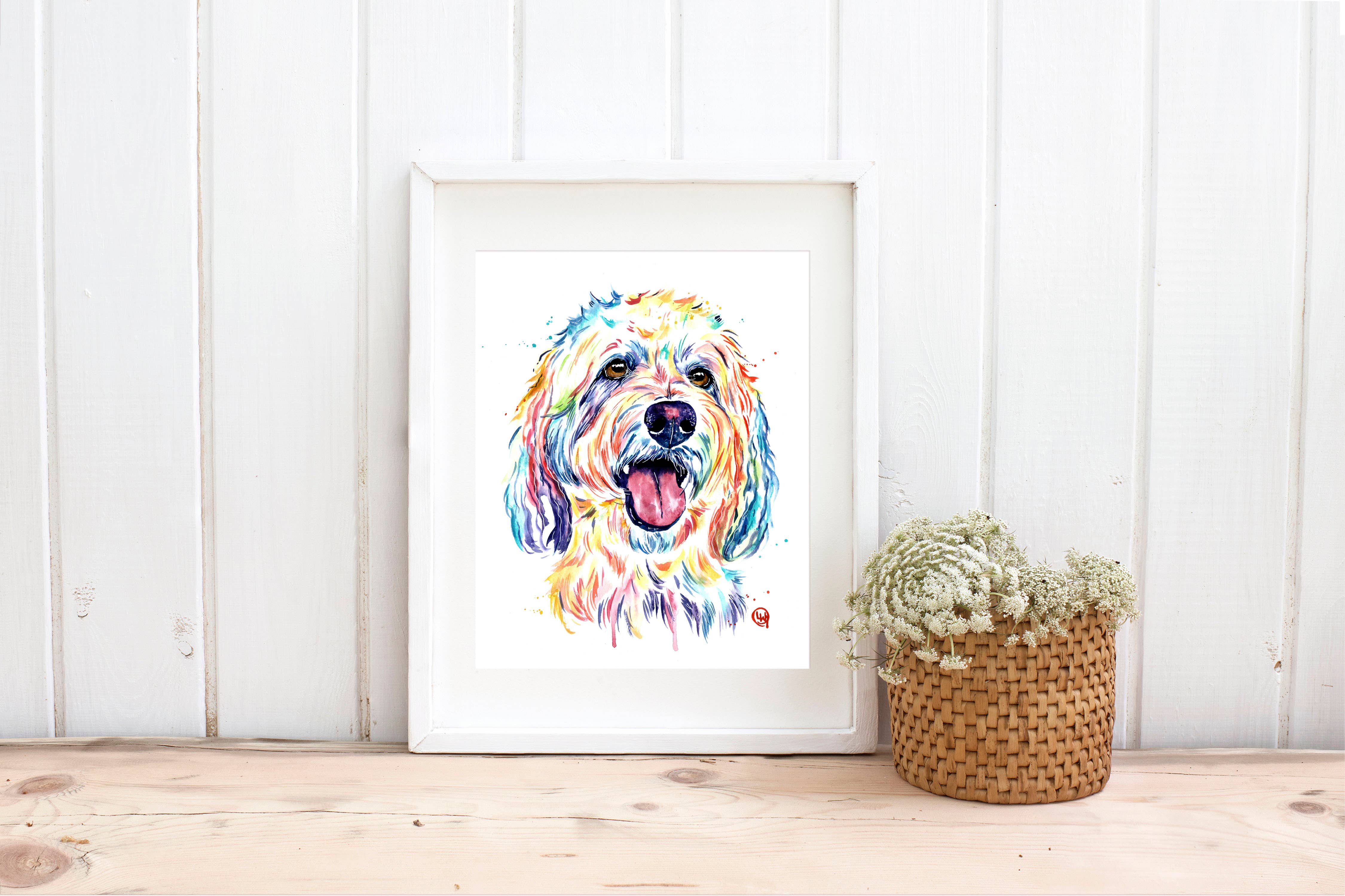 Whitehouse Art - Wholesale Art Print - Goldendoodle Art Print - Laberdoodle, Pet Portrait2