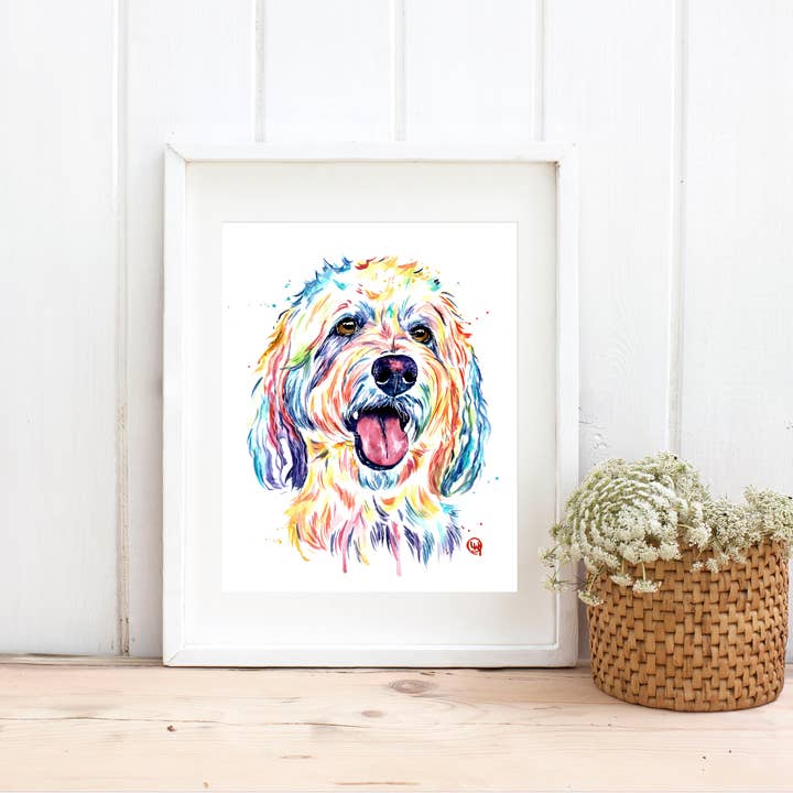 Whitehouse Art - Wholesale Art Print - Goldendoodle Art Print - Laberdoodle, Pet Portrait2