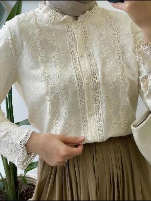 Ecru Embroidered Vintage Lace Shirt – Romantic & Bohemian St for wholesale by miglo