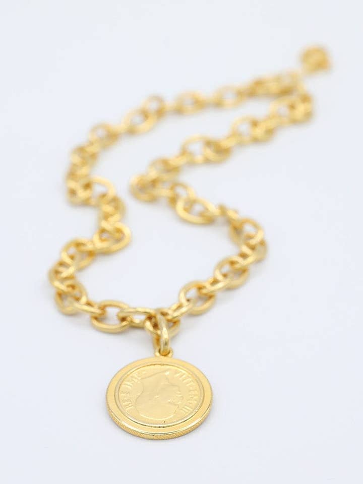 Chain Necklace with Italian Coin Charm for wholesale by jfybrand