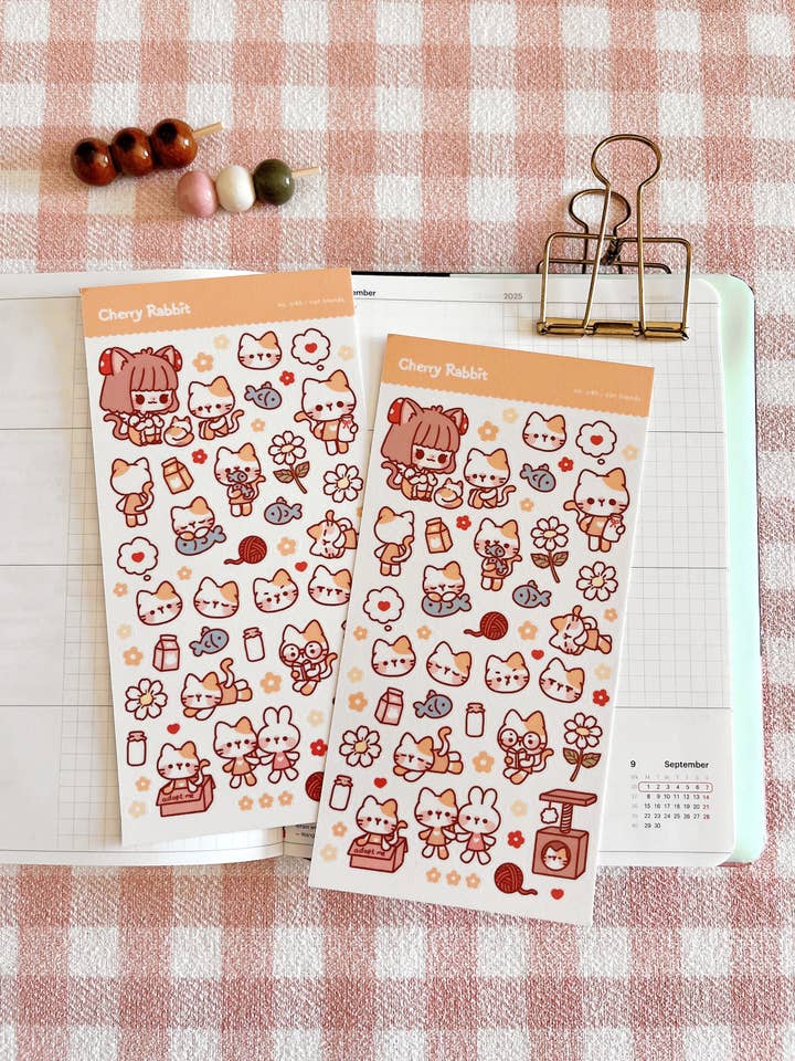 Cat Friends Sticker Sheet no.046 for wholesale by Cherry Rabbit