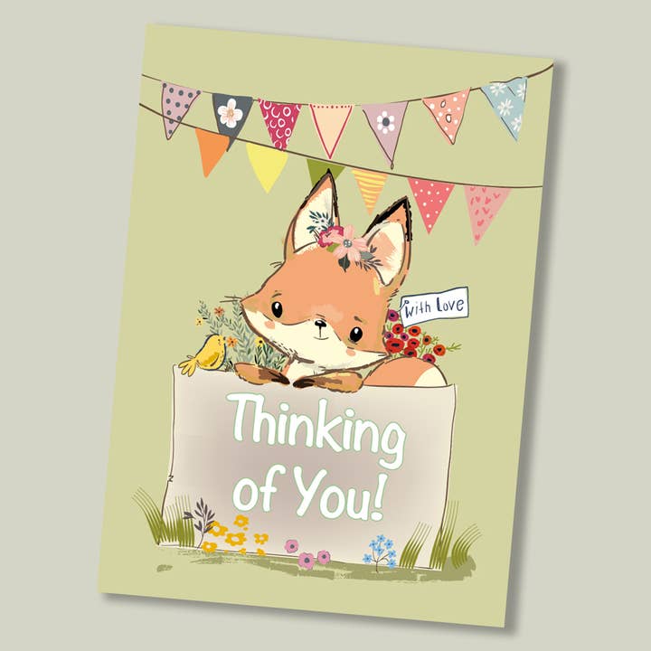 Carte de vœux, bannière renard pour la vente par Footle Publishing