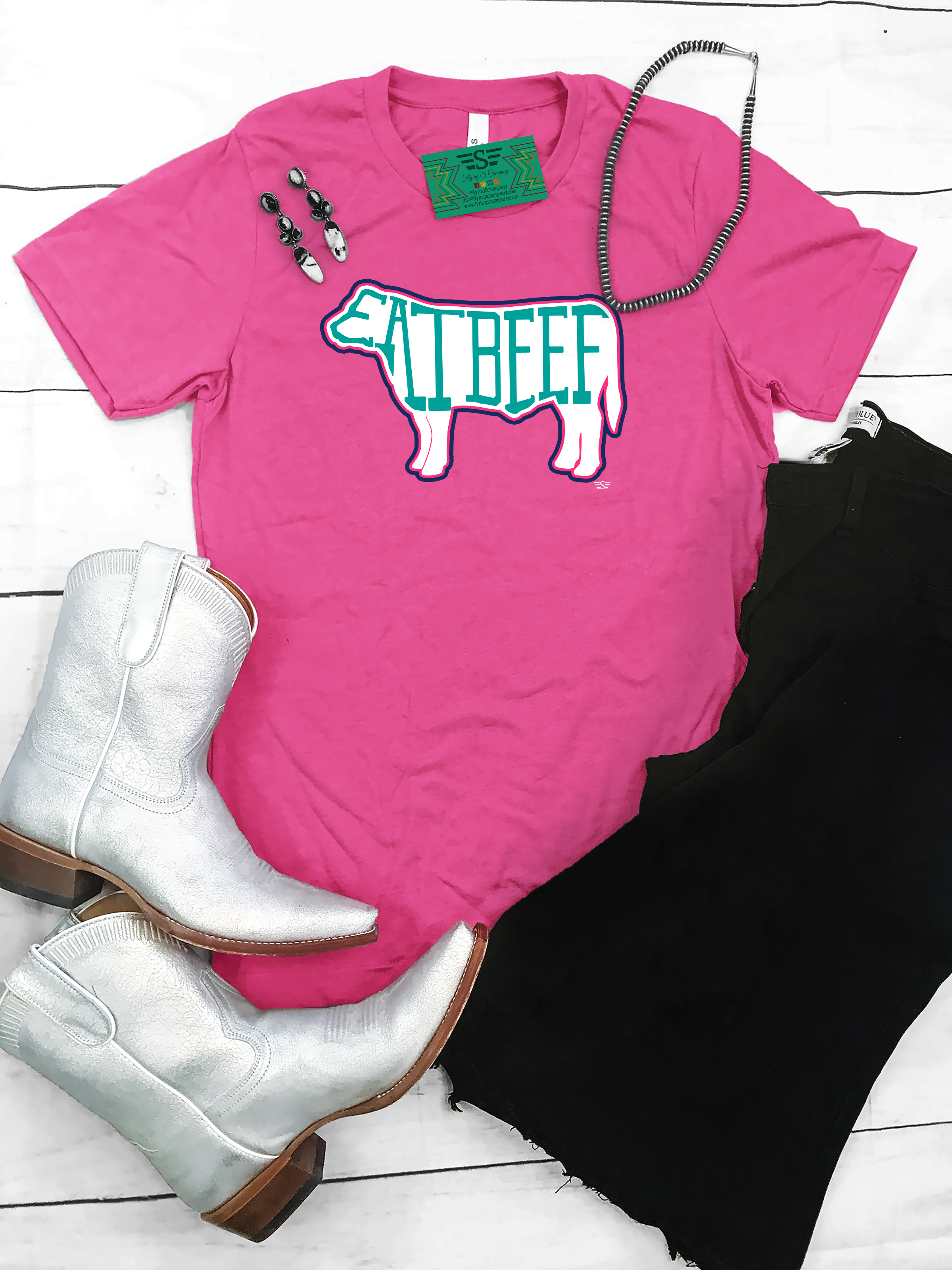 Flying S Company - Wholesale Screen Printed T-Shirt - Women's - Womens Eat Beef Tee2