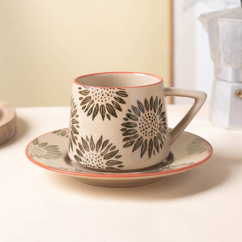 ACNITE(We cover U.S. import duties) - Wholesale Coffee Mug - Ceramic floral coffee cup Milk cup Retro Teacup for kitchen0