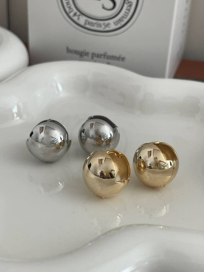 MOND HAUS - Wholesale Huggie Earrings - Anita Earrings | Puff Sphere Ball Snap Closure Huggie Hoop8