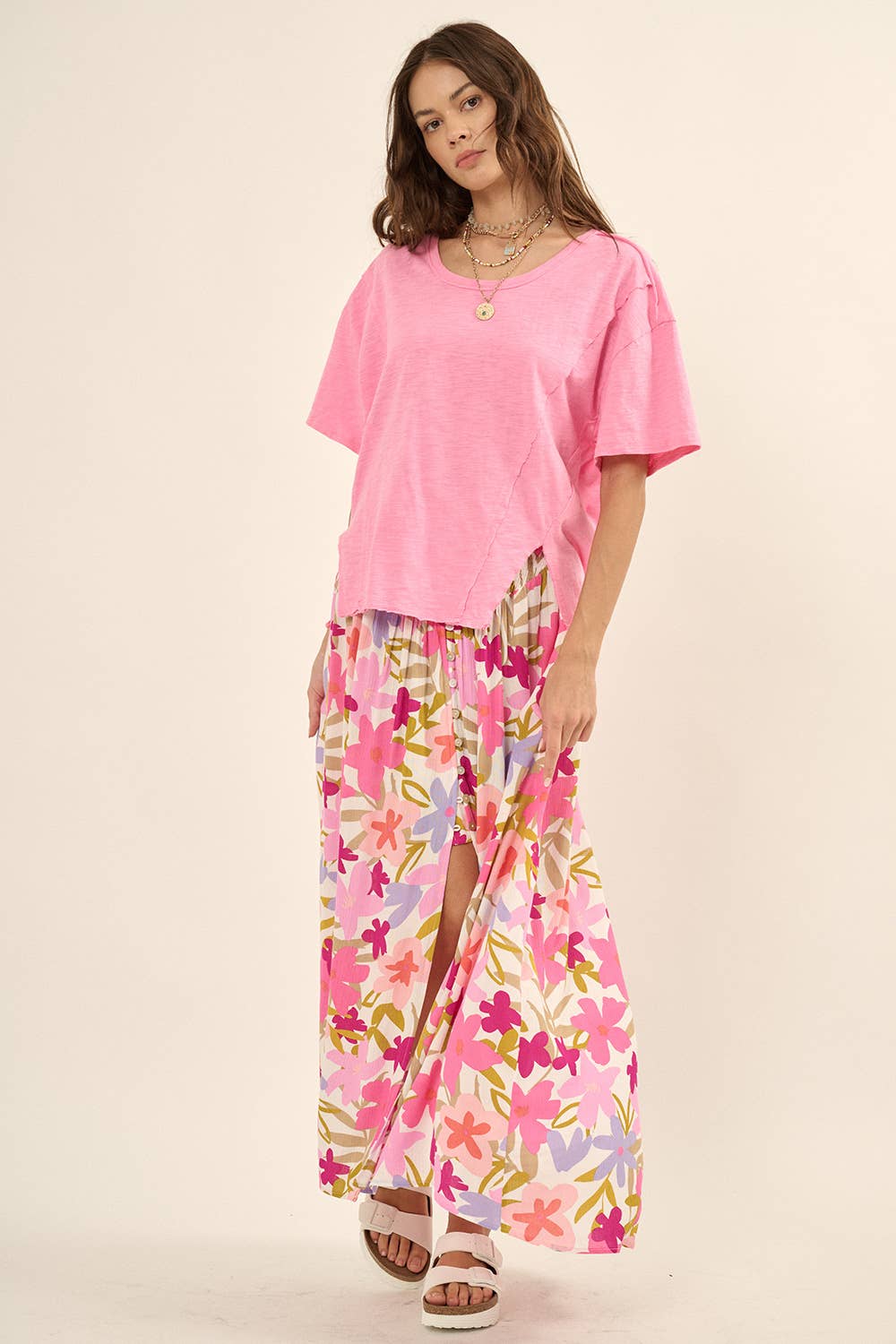 Promesa USA – Engroshandel Strikket top - Dame – Easy Fit Mineral-Wash Udsat Søm Slub Strik Tee5