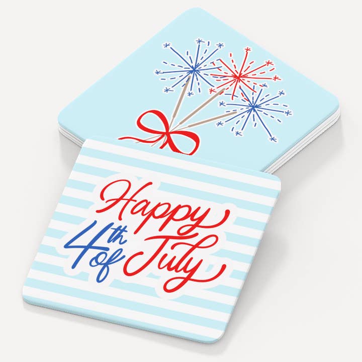 Happy 4th of July Double-Sided Paper Coasters | Set of 12 for wholesale by Note Worthy Paper Place