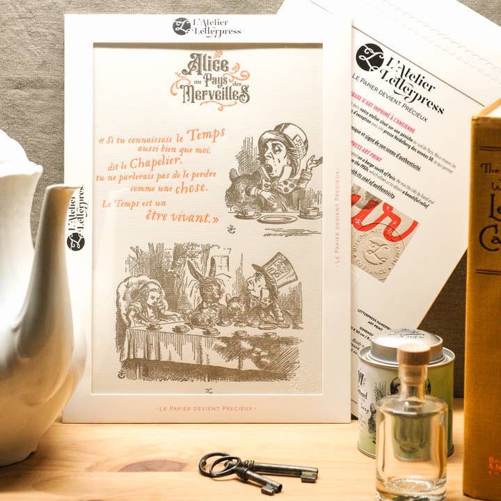 Boekdruk Kunstdruk Mad Hatter (Alice in Wonderland) voor wholesale door L'Atelier Letterpress