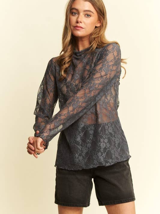 JADE BY JANE - Vendita all'ingrosso Top in maglia - Donna - Top a rete con stampa floreale taglie forti