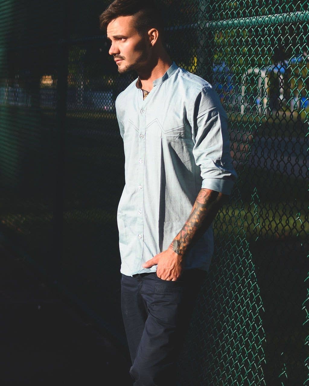 Am.A-Line Collections LLC - Wholesale Button Down Shirt - Men's - Enrich Men's Button Down Shirt Button-Up with Nehru Collar