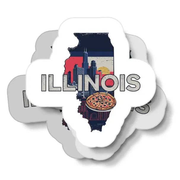 Autocollant Étanche Rétro Illinois pour la vente par JE Creates