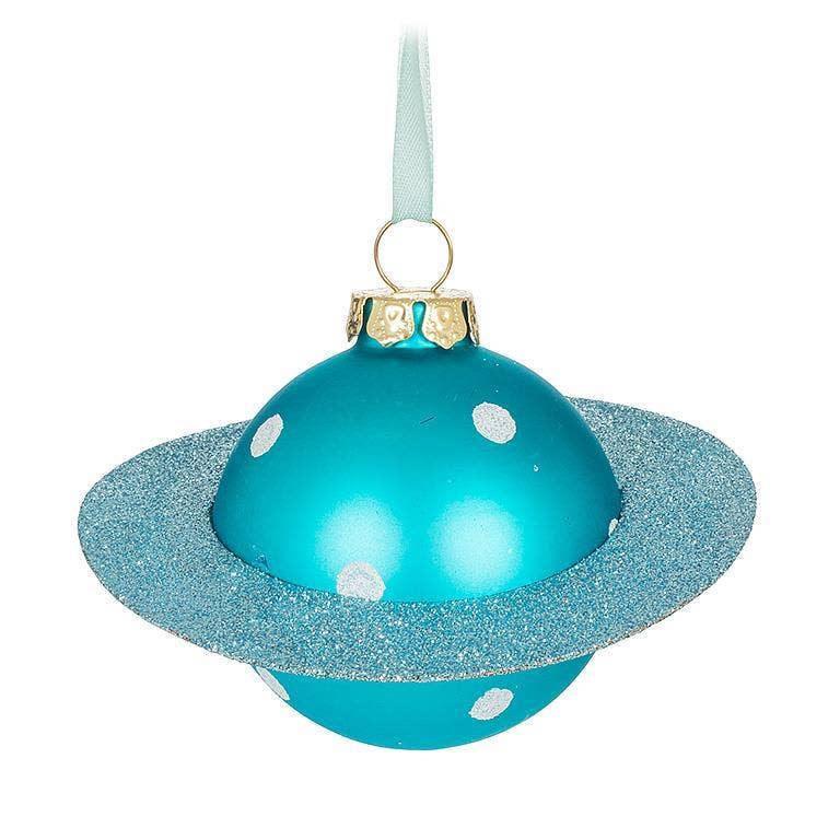 Abbott - Wholesale Ornament - Saturn Planet Ornament-Turquoise-4"W0