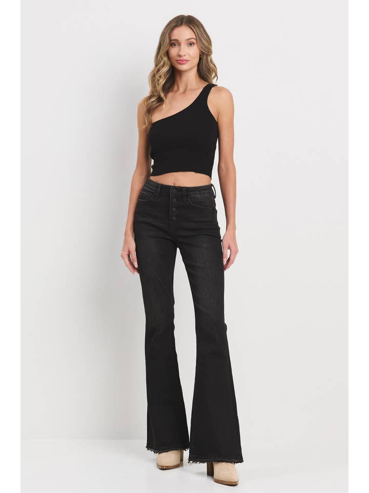 Washed Black High Rise Flare for wholesale on Faire