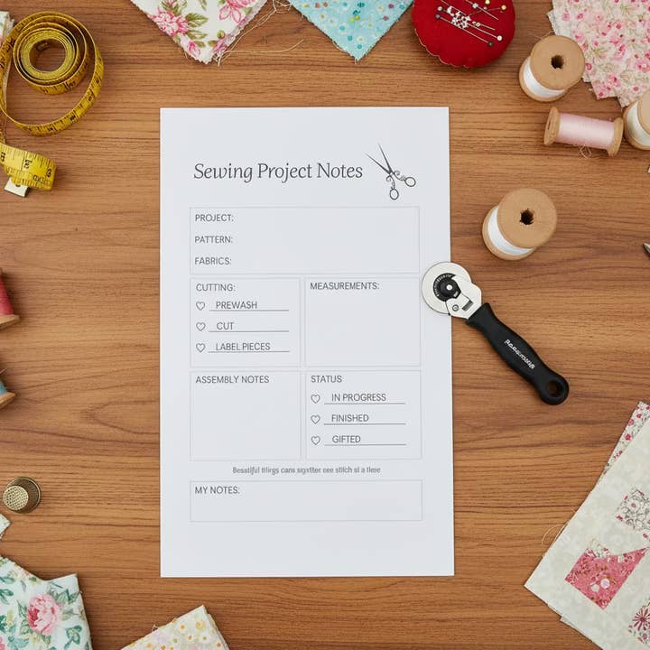 Bloc de Notas Desprendible para Proyectos de Costura | Regalo para Quilters | Bloc de Notas de Costura Minimalista | Regalo de Costura para venta al por mayor de Ann Gregory Designs