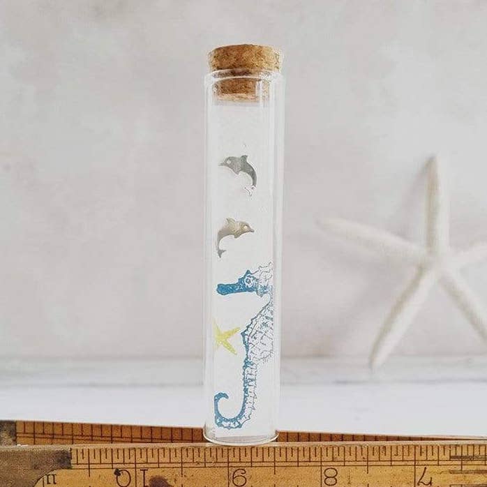 Dolphin Silver Plated Stud Earrings in a Bottle - 120 for wholesale by Zamsoe