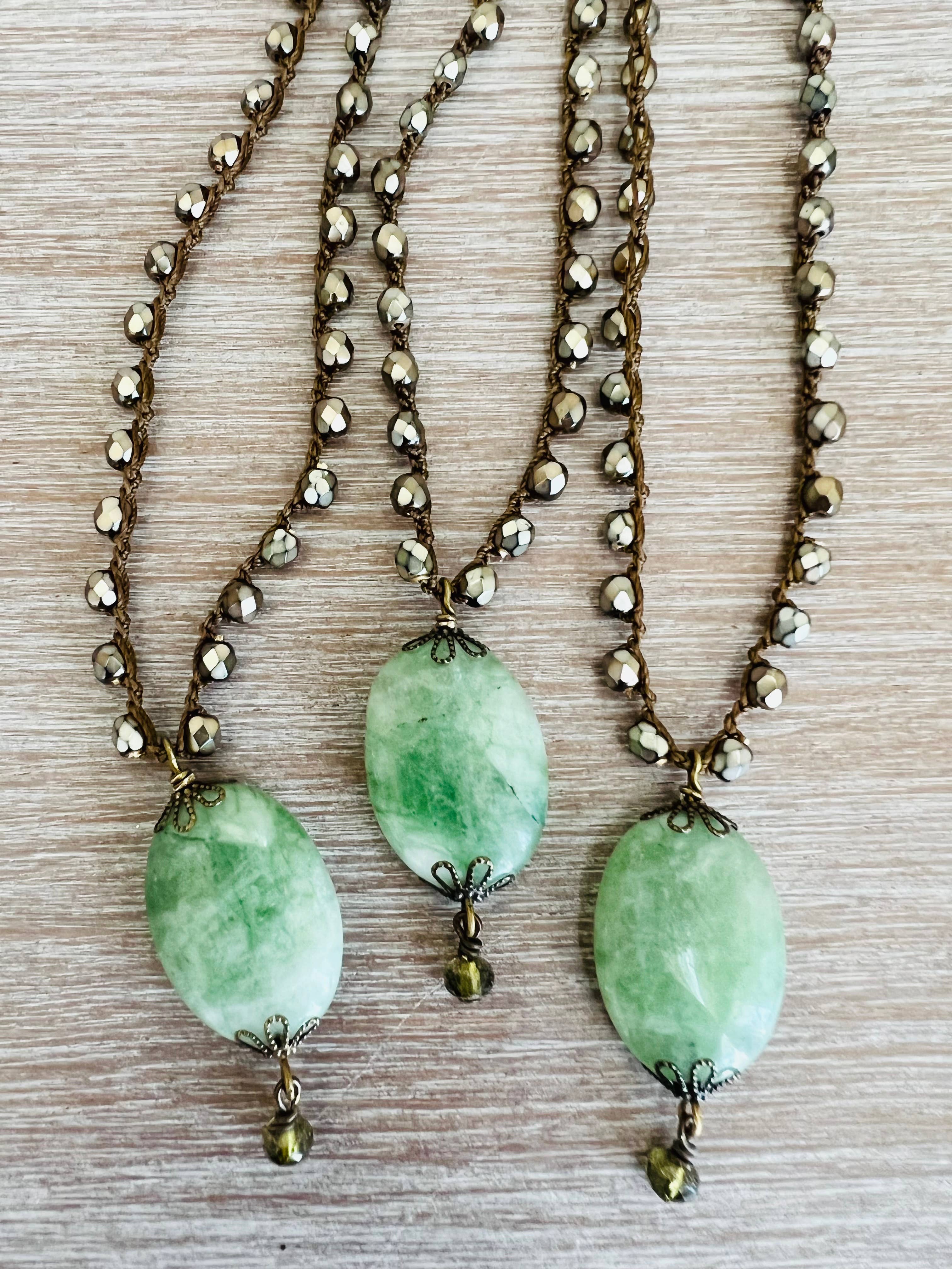 Twist Style – Engroshandel Halskæde med vedhæng – Victorian Green Aventurine Stone Drop vintage stil halskæde3