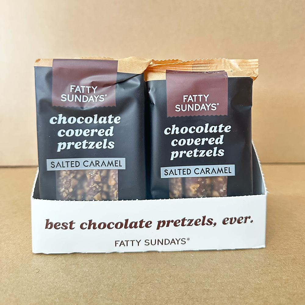 Fatty Sundays - Wholesale Chocolate Covered Sweets - Salted Caramel Chocolate Covered Pretzels (3-pack)3