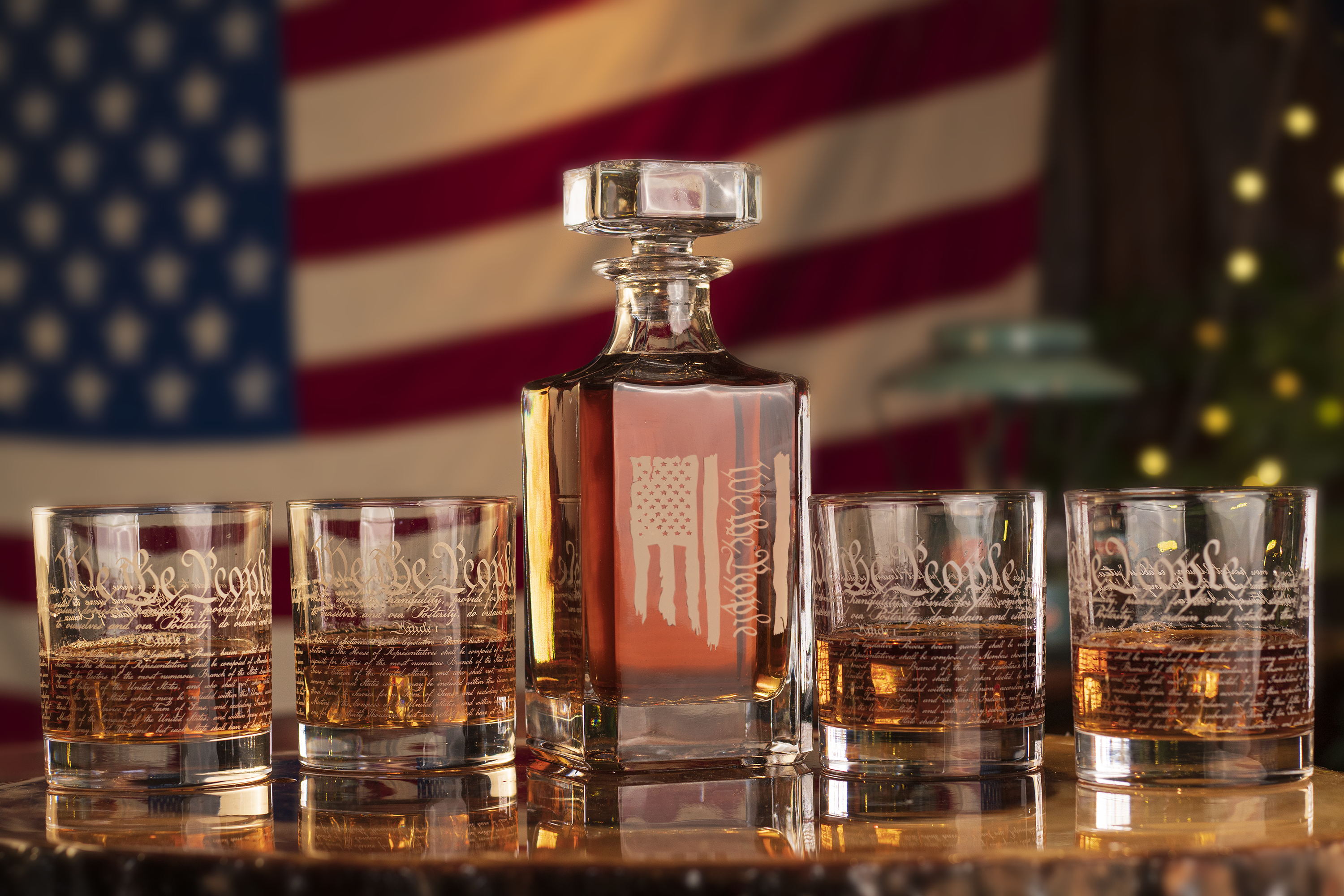 Old Southern Brass - Wholesale Decanter - We The People American Flag Decanter Whiskey Glass Gift Set6