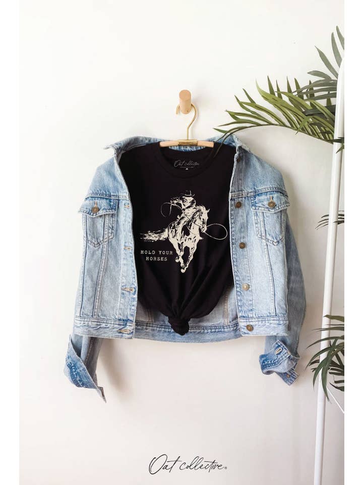 OAT COLLECTIVE - Wholesale Screen Printed T-Shirt - Women's - HOLD YOUR HORSES Graphic T-shirt 2