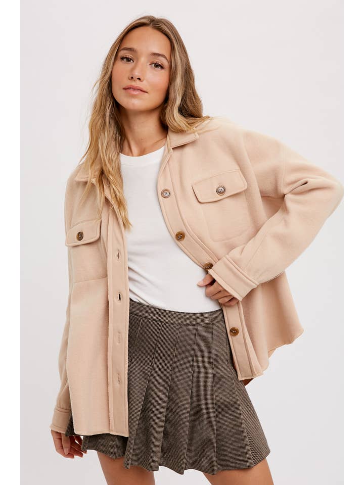 Bluivy – Engroshandel Skjortejakke/shacket – til kvinder – BØRSTET TERRY KNAP OP SHACKET