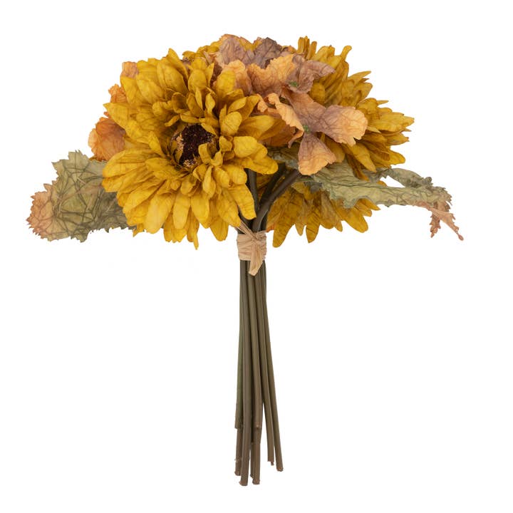 Blossom Bucket & Crossroads Home - Wholesale Artificial Flowers - 11" Yellow Color Washed Sunflower Bundle