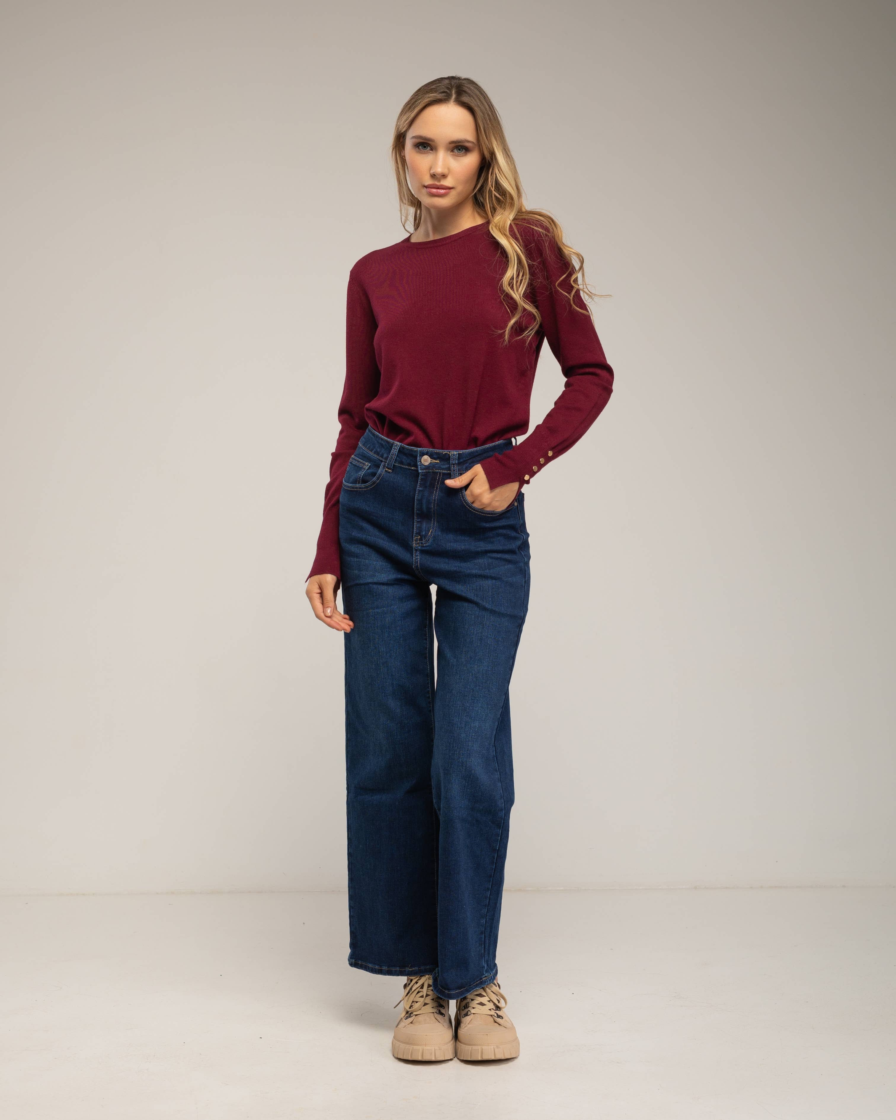 Tantra - Wholesale Knit Sweater - Women's - Fine knit sweater with wool, round neck3