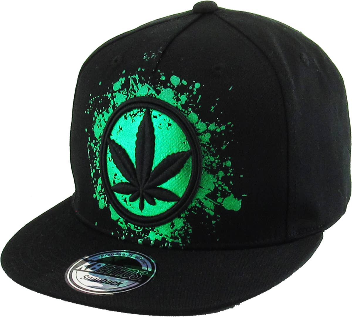 KBETHOS - Wholesale Flat Brim Cap - Men's - MARIJUANA LEAF SNAPBACK2