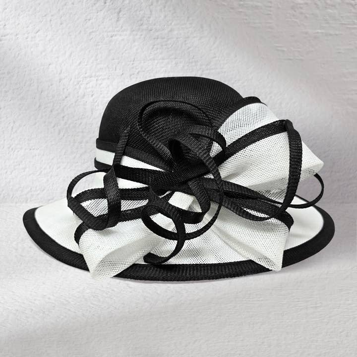Sensibling Corp. - Wholesale Straw Hat - Women's - Two Tone Bow Accent Elegant Sinamay Dressy Hat4