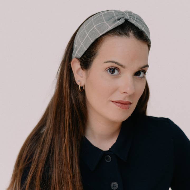 Nuevemi - Wholesale Fashion Headband - Women's - Headband - Gray Checkered Turban0