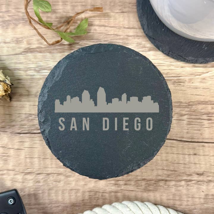 Mermaid of Hilton Head - Wholesale Coasters - San Diego Skyline Slate Coasters Square and Round Stone CA1