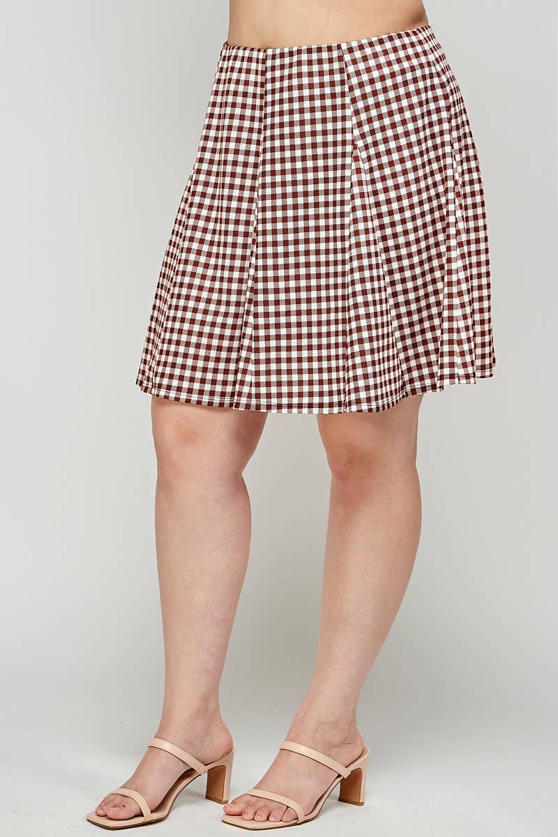 Haute Fox Plus Size & Contemporary - Wholesale Skirt - Women's - Plus Size Skirt A Line Gingham Check Print - KY18000-SK4