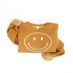 LuLuBleuBoutique Embroidered Smiley Face Tie Dye Comfort Colors Sweatshirt, Happy Face Vintage Sweatshirt
