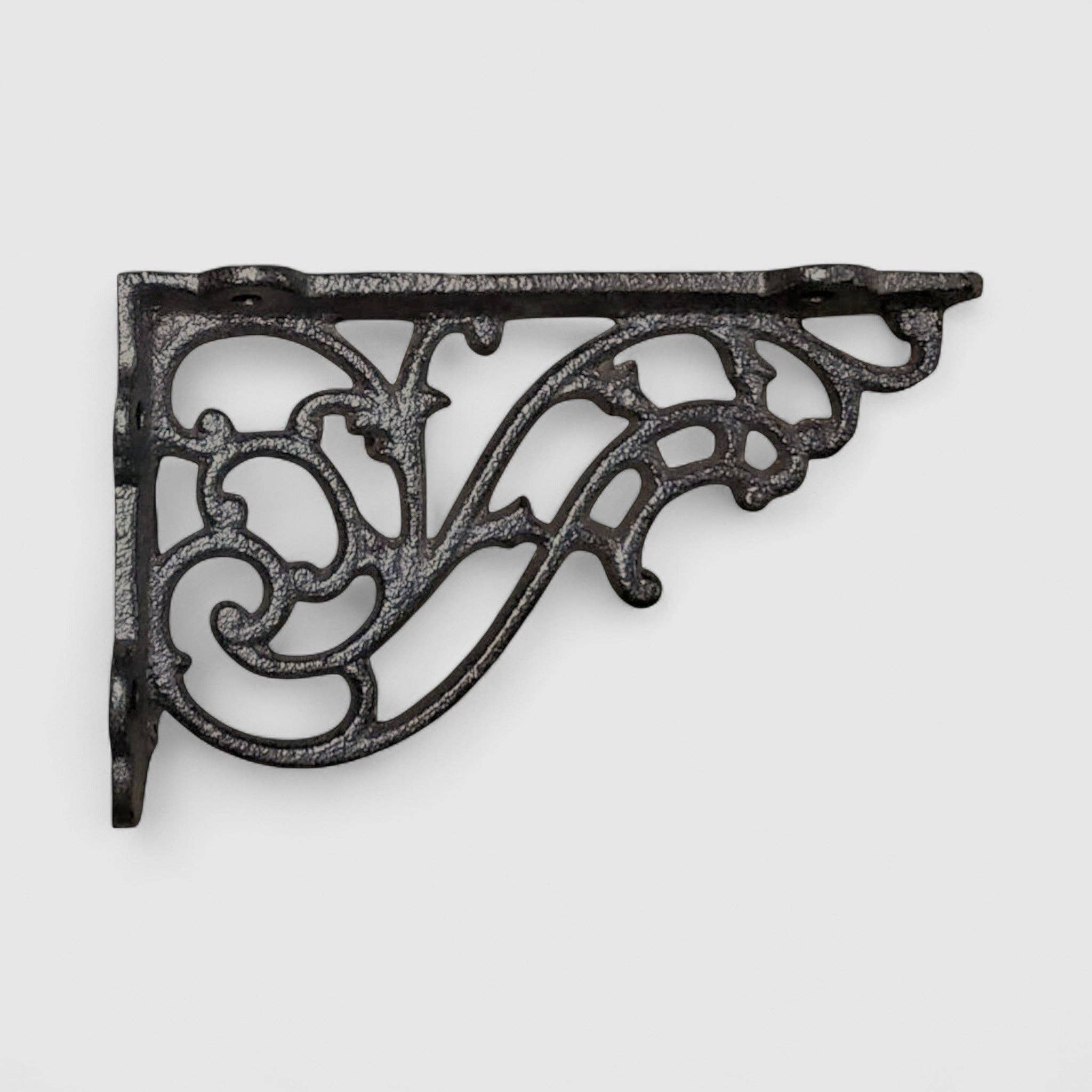 Iron & Blossom - Wholesale Wall Mounted Shelf - Scrolled Cast Iron Bracket - Decorative Rustic Shelf Support1