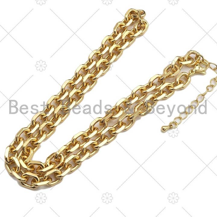 BestBeads&Beyond - Wholesale Link & Chain Necklace - 18" Gold Filled Chunky Oval Link Chain Necklace, sku#LD18