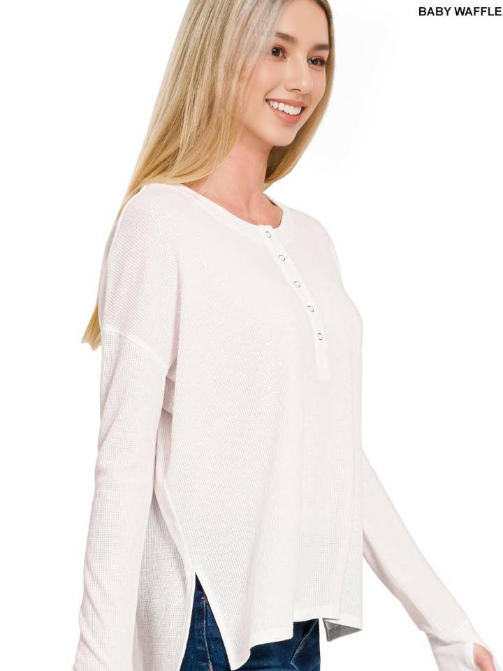 ...0902 Waffel-Daumenlochbündchen Henley-Shirt SI-27305 für den Großhandel von 42POPS
