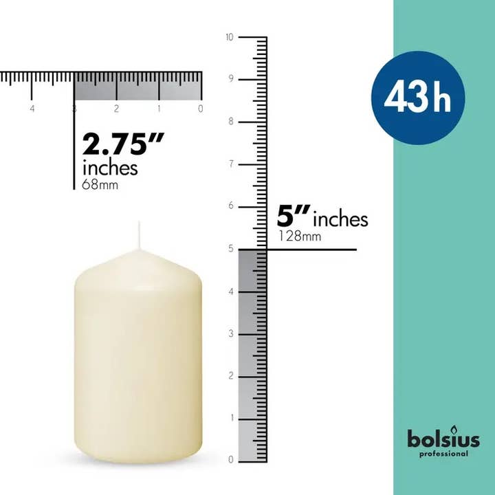 BOLSIUS - Wholesale Pillar candle - 2.75 X 5" Tall Pillar Candles Wedding, Home Decor - Ivory6