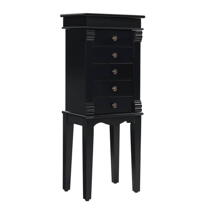 39F Inc. - Vente Boîte/rangement à bijoux - Armoire à bijoux 5 tiroirs avec portes battantes et miroir rabattable