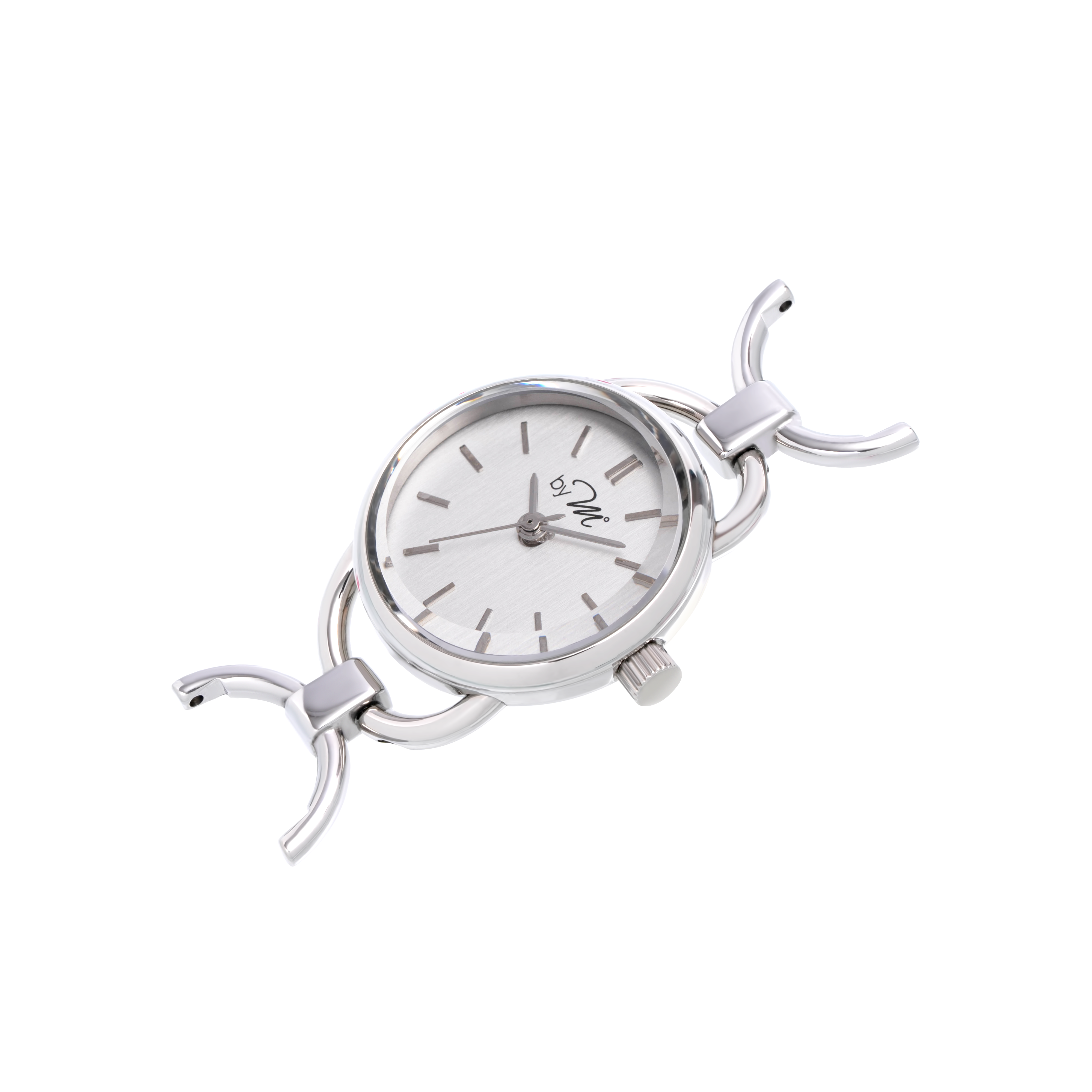 by M degrees - Wholesale Wrist Watch - Women's - 80s Vintage Style Women's Silver Watch Black Leather Strap7