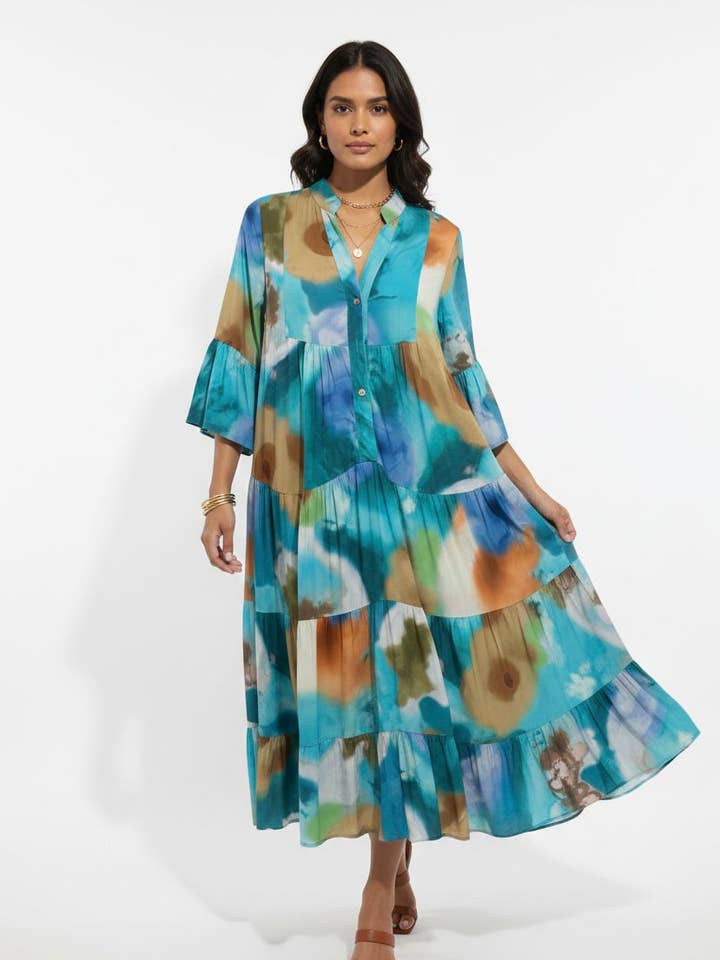 Mid-length printed dress Art 10614A1 for wholesale by Nota bene