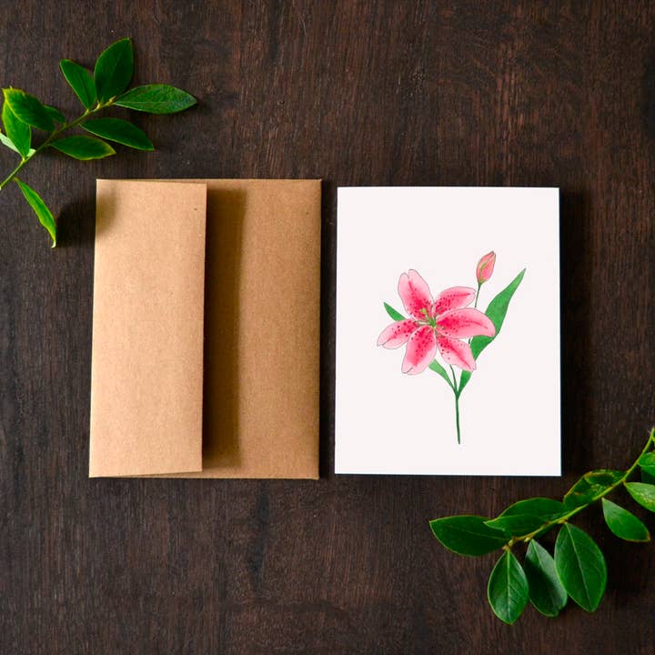 Little Leaf Ink - Wholesale Everyday Greeting Card - Stargazer Lily Greeting Card (A2)1