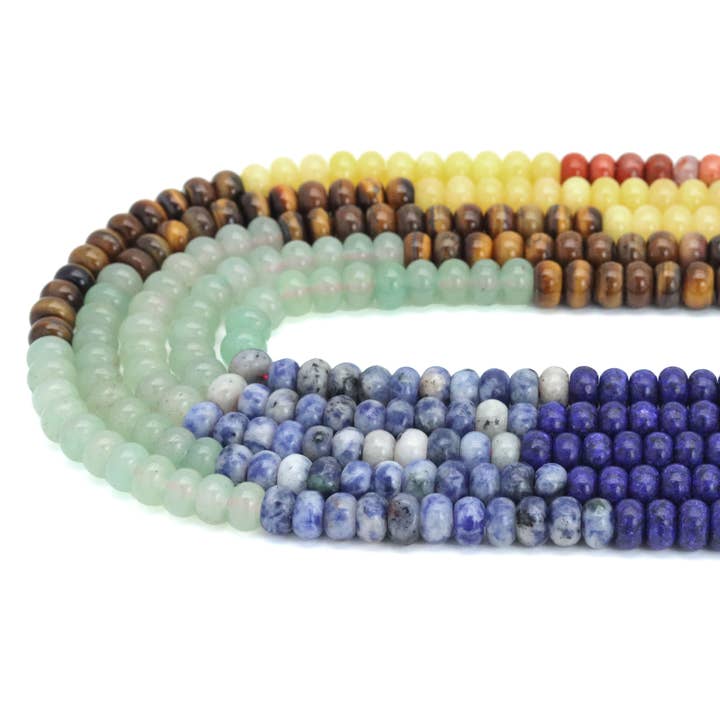 BestBeads&Beyond - Wholesale Beads - 5x8mm Smooth Rondelle Colorful Jade, Sku#U21245