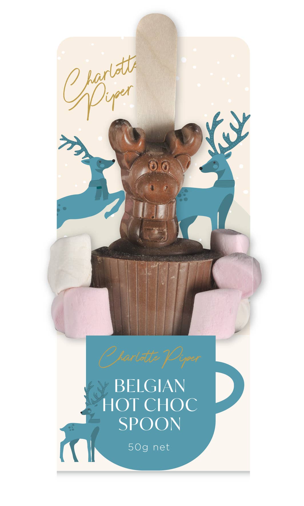 Charlotte Piper - Wholesale Hot cocoa spoon - Hot Chocolate Reindeer Spoon Milk(12)