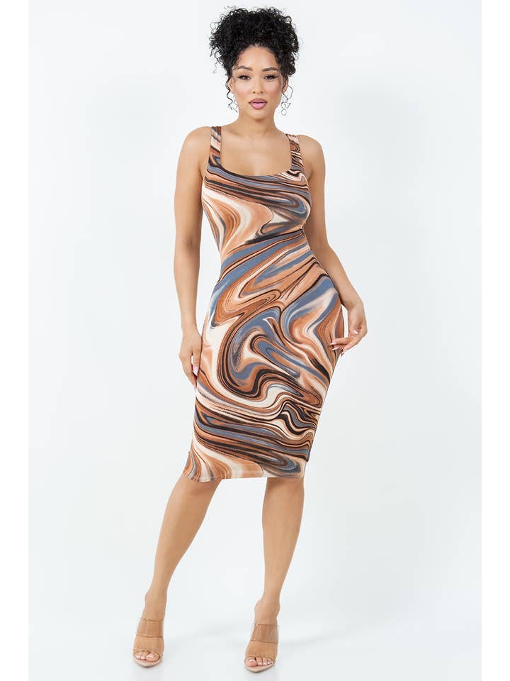 MOKKA D14158 TANKI-MIDIKLEID MIT VENECIA-PRINT UND FUTTER für den Großhandel auf Faire