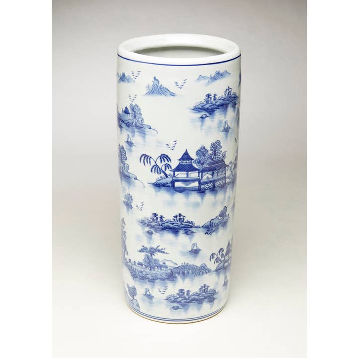 AA Importing - Wholesale Umbrella Stand - Blue Willow Design Umbrella Stand