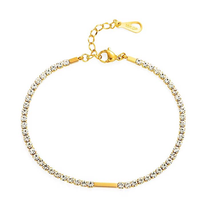 Dainty tennis anklet for wholesale by Glam Bar Bazaar