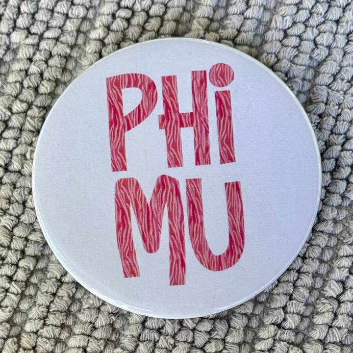 Phi Mu Sorority 3", spilla/bottone, stampa animalier per la vendita all'ingrosso da parte di Buttongirl99