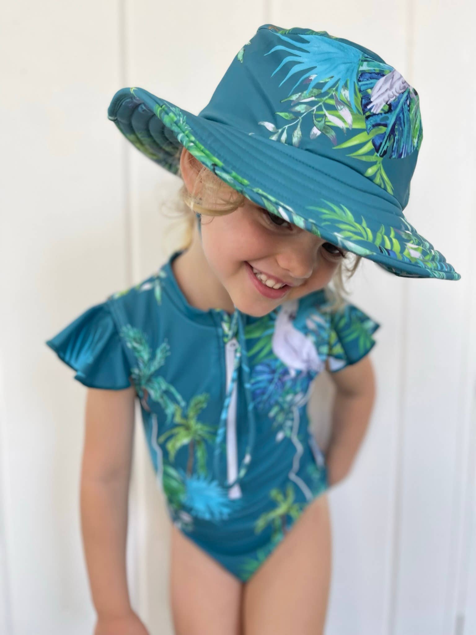Tribe Tropical - Wholesale Swim Cap - Kids & Baby - Wide Brim Swim Hat (unisex) - Hamilton Island6