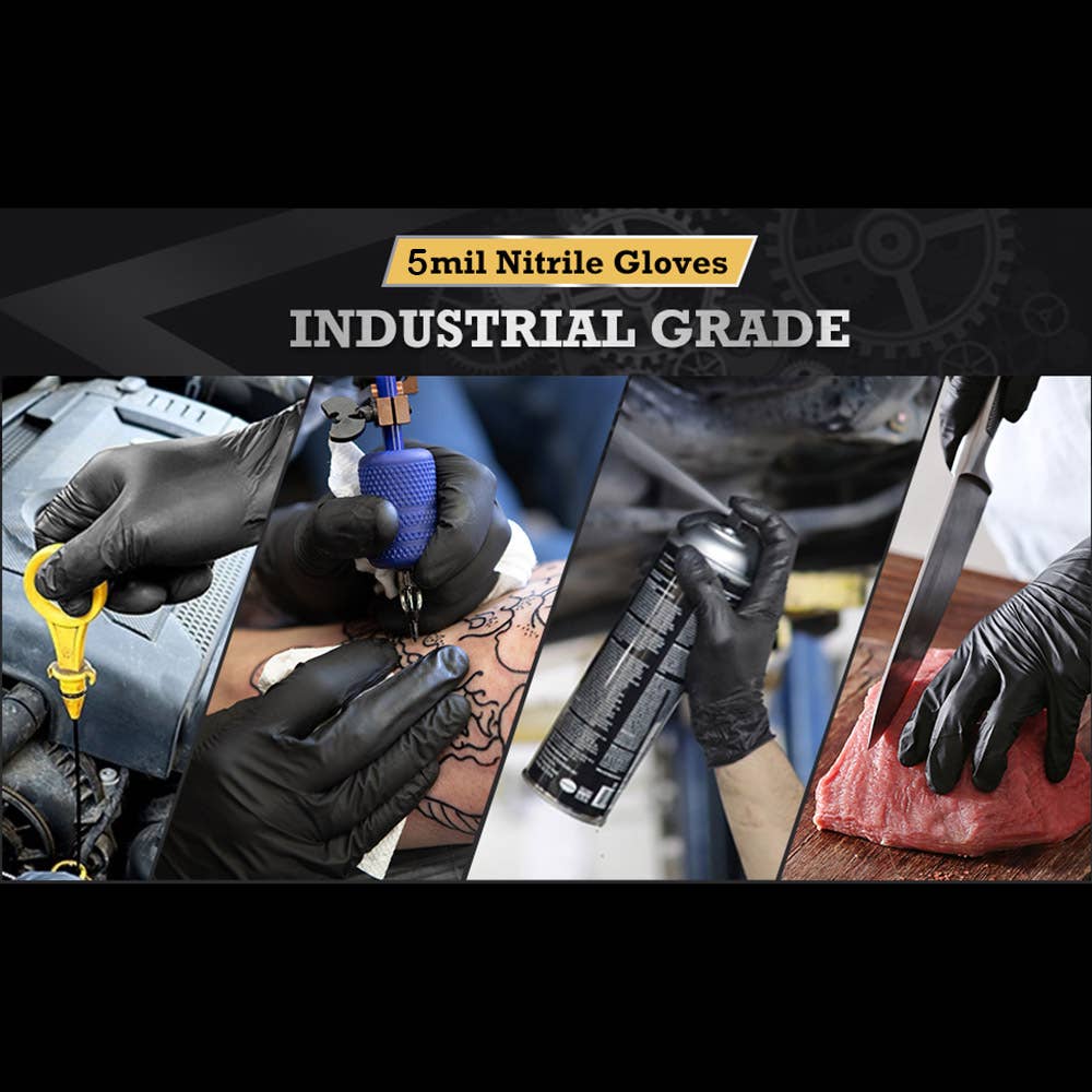 Sensibling Corp. - Vendita all'ingrosso Guanti per pulire - Guanti in nitrile industriali Envelicus Eclipse Black 5mil5