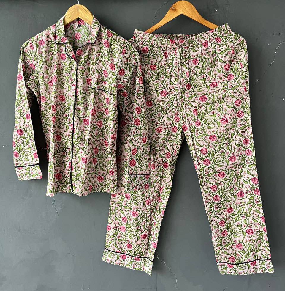 Bhawana Handicrafts - Wholesale Lounge Top - Women's - Pajama Sets Night Wear Woman Dress Floral Print Handmade4